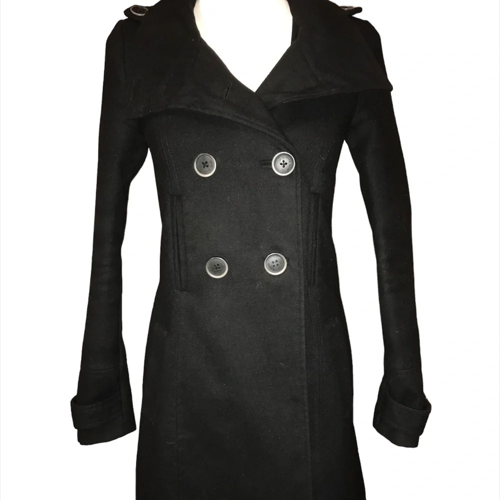 Zara Warm Weather TRF Black Peacoat
